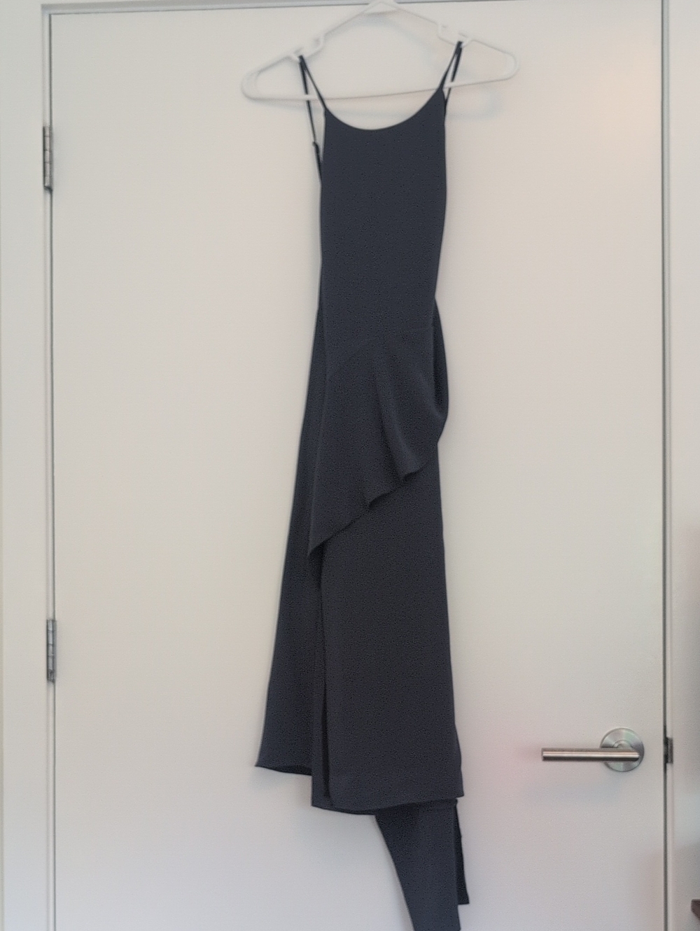 RACHEL Rachel Roy Teal & Black Asymmetrical Cascade Slip Gown